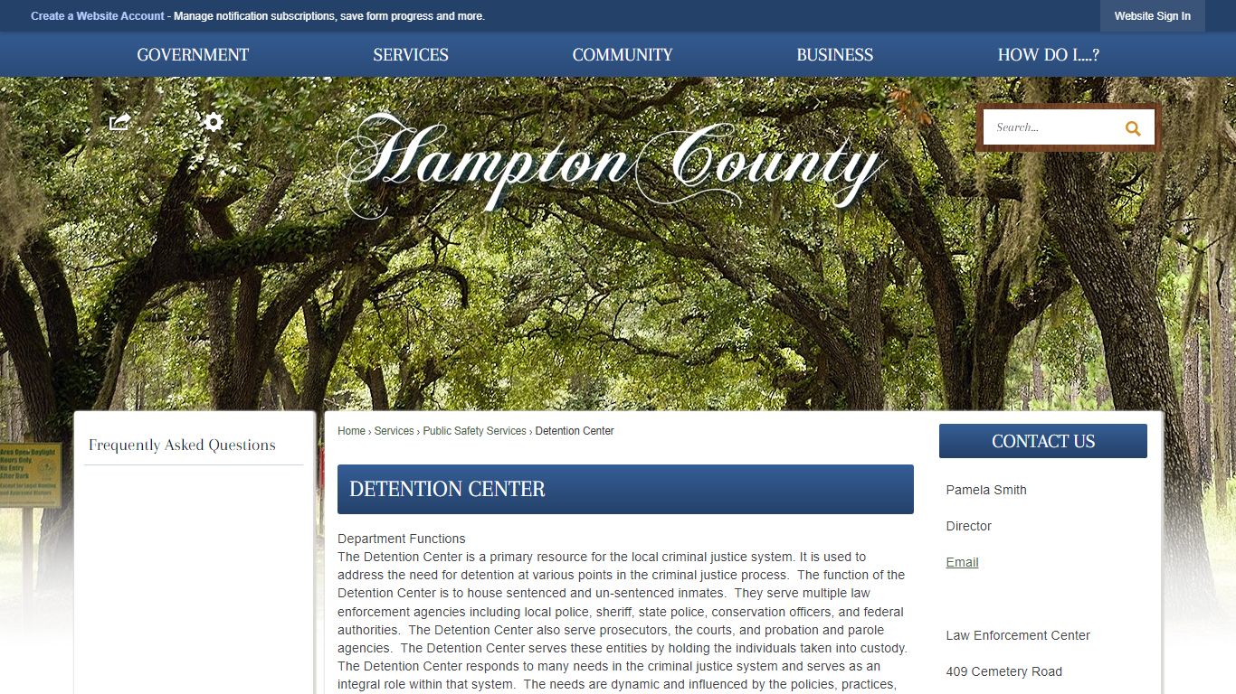 Detention Center | Hampton County, SC - Official Website