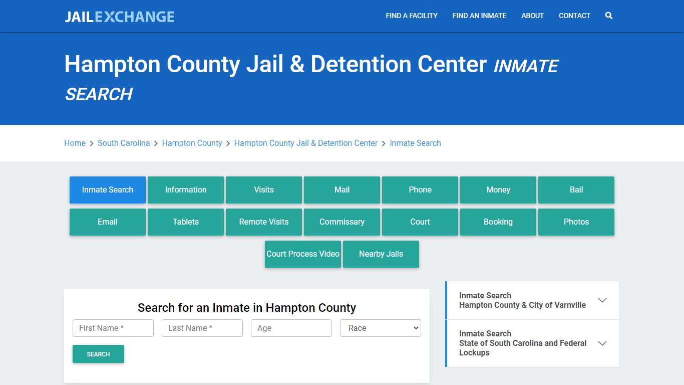 Hampton County Jail & Detention Center Inmate Search - Jail Exchange