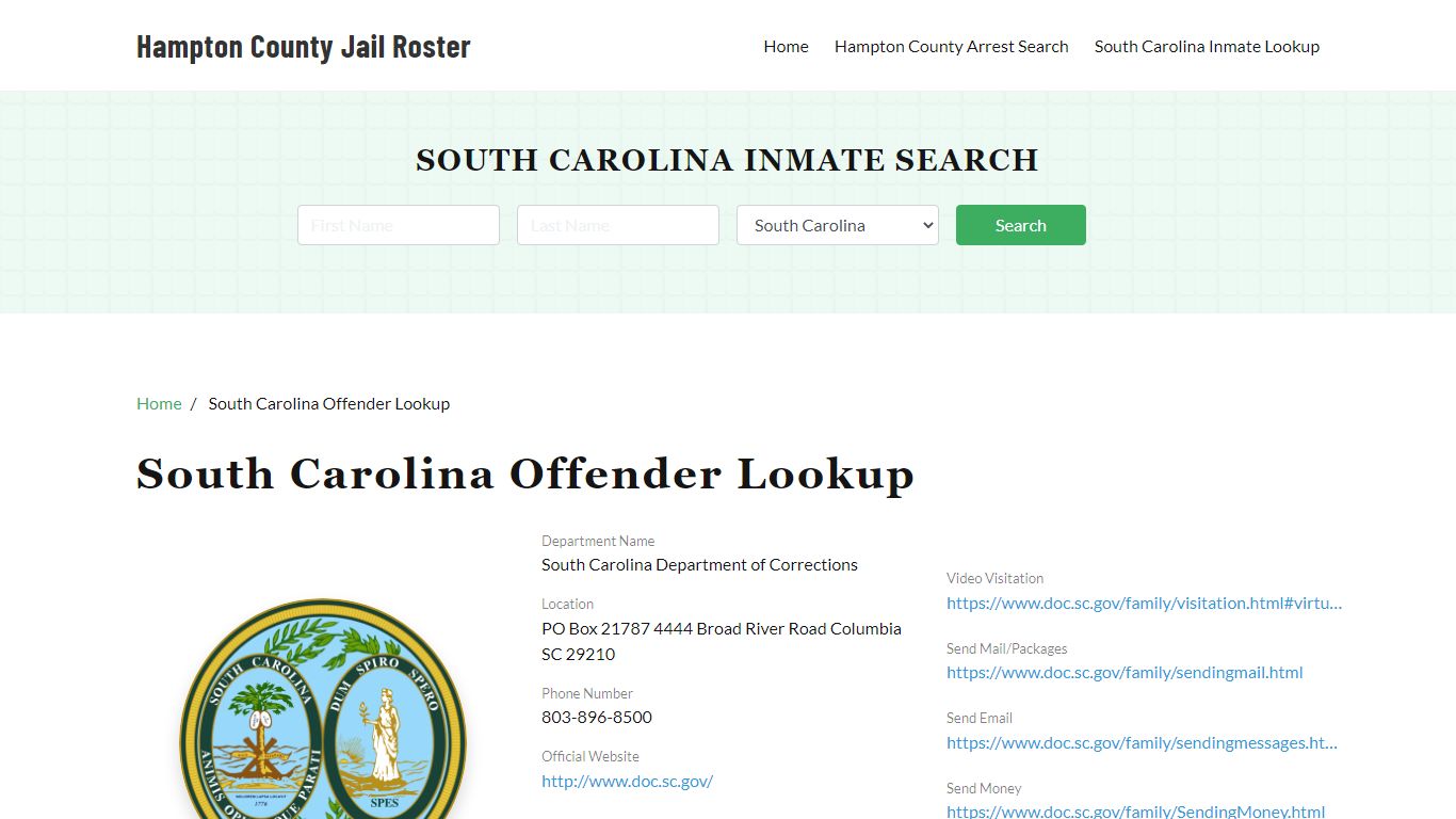 South Carolina Inmate Search, Jail Rosters - Hampton County Jail